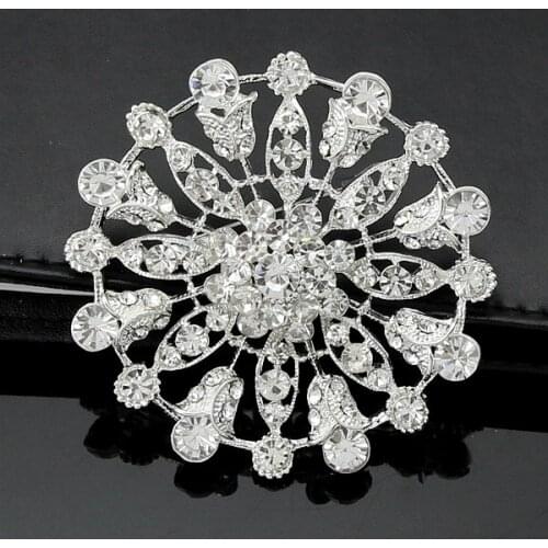DHL Free Shipping High Quality Austrian Crystals Big Flower Wedding Bridal Bouquet Brooch Women Party Diamante Pins