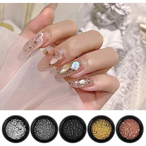 1 Box Tiny Steel Caviar Beads Wheel Mixed Size Janpan Style Decor 1-3mm Colorful Manicure Tools DIY Nail Art Decoration
