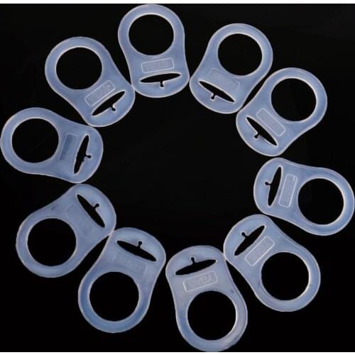 10 pcs Button Silicone Ring Mam Pacifier Holder Mannequin Clip Adapter Transparent