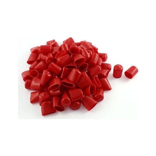 100Pcs Red Soft Plastic PVC Insulated End Sleeves Caps Cover 20mm Dia