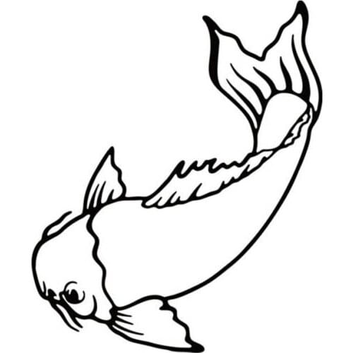 12.4cm*15cm Cartoon Fun KOI FISH Vinyl Car-styling Car Sticker Decals Black Silver Accessories C11-0128