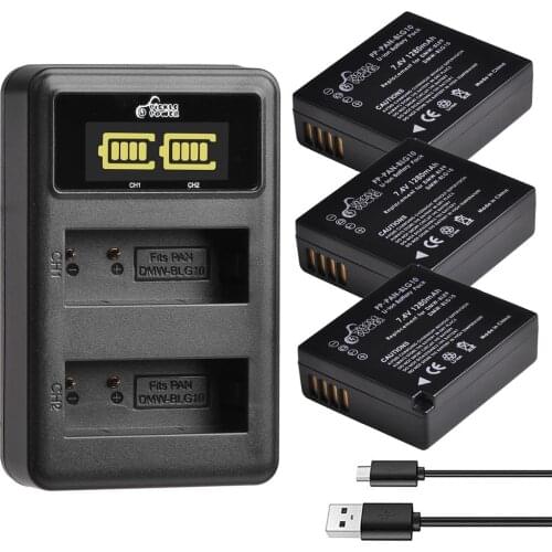 DMW-BLG10 BLG10 BLG10E DMW-BLE9 Battery + LED Dual USB Charger for Panasonic Lumix DMC GF6 GX7 GF5 ZS100 ZS60 LX100 GX85 GX80