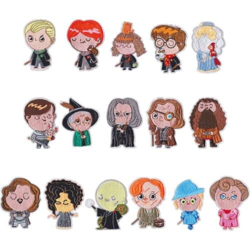 10pcs Cartoon Magic College Characters Face Clothing Iron On Patch, Lovely Student Doll Clothing Backpack Fabric Accessories DIY