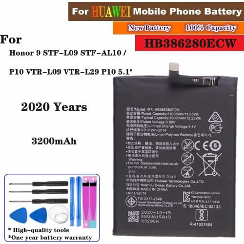2020 Years HB386280ECW Replacement Batteries For Huawei Honor 9 STF-L09 STF-AL10 / P10 VTR-L09 VTR-L29 P10 5.1" Phone Battery