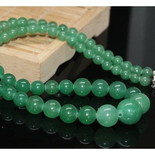 6-14mm round beads natural stone jades green chalcedony jades tower chain chokers necklace for women fashion jewelry 18inch B621