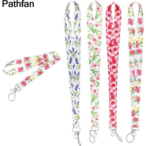 A4014 Patchfan Cartoon Flower keychain Strap Neck Straps Lanyards for Key ID Card Pass Gym Mobile Phone USB Badge Holder Lanyard