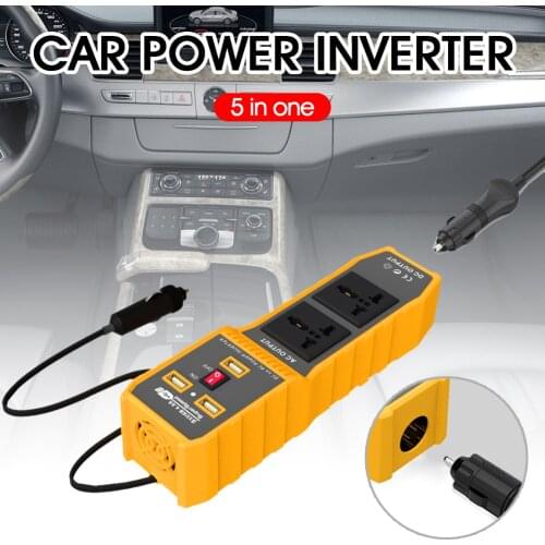 200W Car Power Inverter DC 12V to AC 220V/110V Modified Sine Wave Converter with 2 AC Sockets & Cigar Lighter Port & 3 USB Ports
