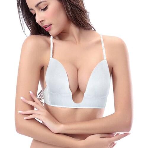 White Push up Bras for women Sexy Lingerie Brassiere deep v brassiere plunge adjusted 70 75 80 85 90 95 A B C D E