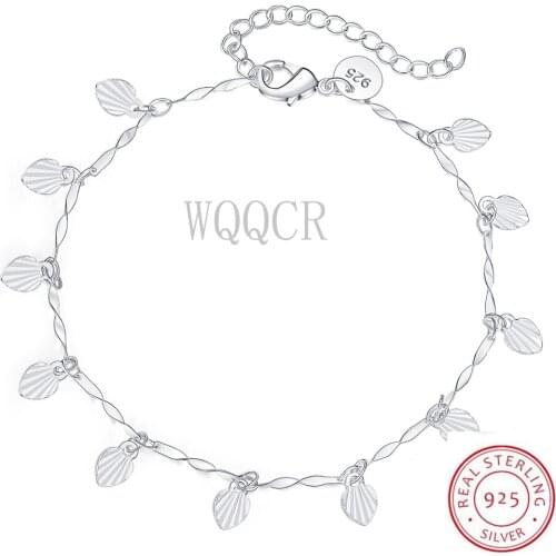 New Fashion Leaf Pendant Anklet Bracelet 925 Sterling Silver Womens Exquisite Jewelry Gifts Charm Bracelets For Women