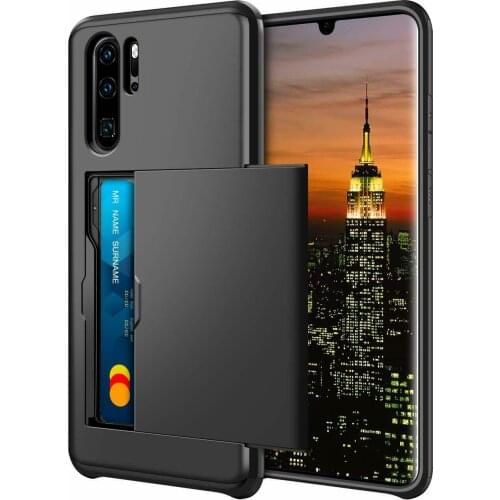 For Huawei P30 Pro Case Hard Armor Phone Case For Huawei P30 Pro P30PRO Wallet Credit Card Holder Slide Protect Cover For P30