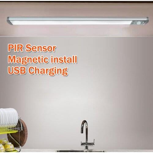3Colors PIR Motion Sensor Under Cabinet Lights USB Charging Magnetic Installation LED Light for Wardrobe Closet Cupboard 23/40cm