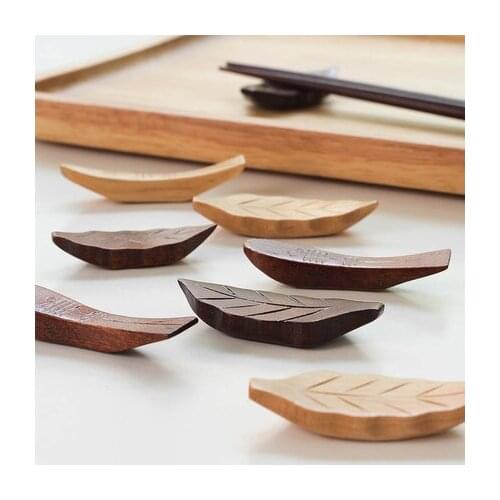 Wood Chopsticks Holder Leaf Small Fish Shape Chopsticks Holder