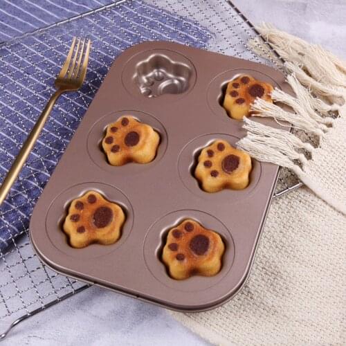 Baking Mold Non-Stick Carbon Steel6 Hole Animal Claw Shape DIY Soft Candy Cake Mold Tool Decoration Biscuit Candy Sugar Mold