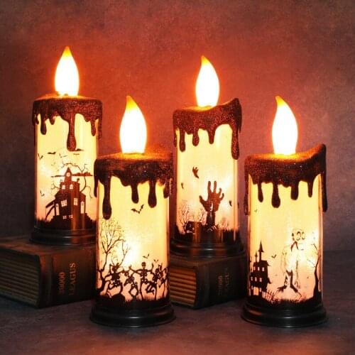 Halloween Candle Light Pumpkin Lamp Ghost Festival Horror Decoration LED Electronic Candle Light haunted house decoration props
