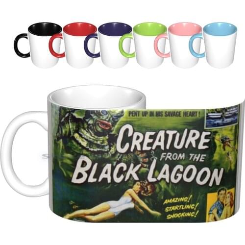 Creature From The Black Lagoon Lobby Card Ceramic Mugs Coffee Cups Milk Tea Mug Creature From The Black Lagoon Film Cinema