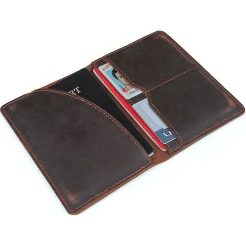Genuine leather passport holder case,premium slim cowhide leather wallet card holder cover