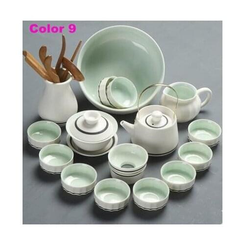 Teapot cover bowl tea cup tea wash tea household Snow White celadon porcelain complete set of tea set