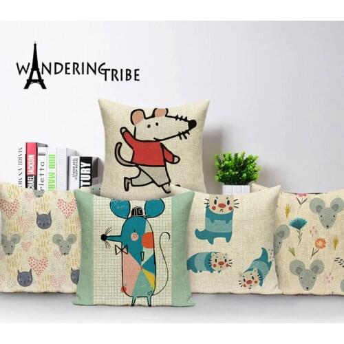 Cute Mouse Home Decoration Cushions Case Animal 2019 Rat New Year Pillows Decorative for Living Room Cushions Sofa Pillow Cover