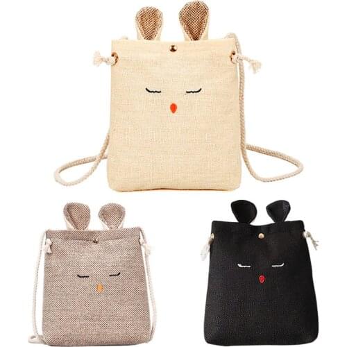 Fashion Women Mini Crossbody Messenger Bag Cute Ears Canvas Money Wallet Lady Girls Casual Shoulder Bag Gifts 88 New