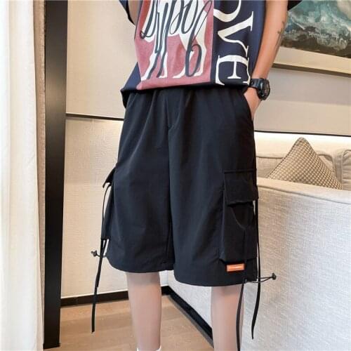 Hip Hop Men Shorts Summer Casual Plus Size Shorts Home Clothes Outdoor Sweat Shorts Solid Color Black White Grey Ribbons Design