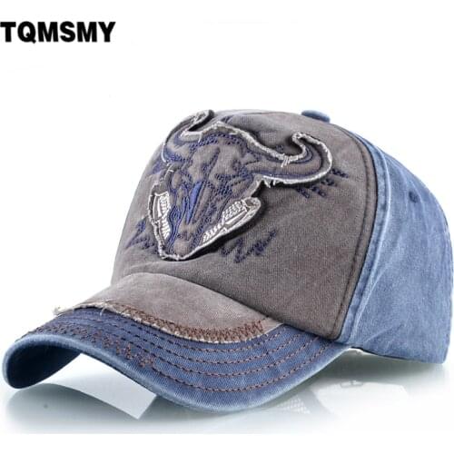 Washed denim Patch hats men Spring Bone embroidery cow Baseball Caps women Snapback Cap mens Sun visor Hip-hop hats Casquette