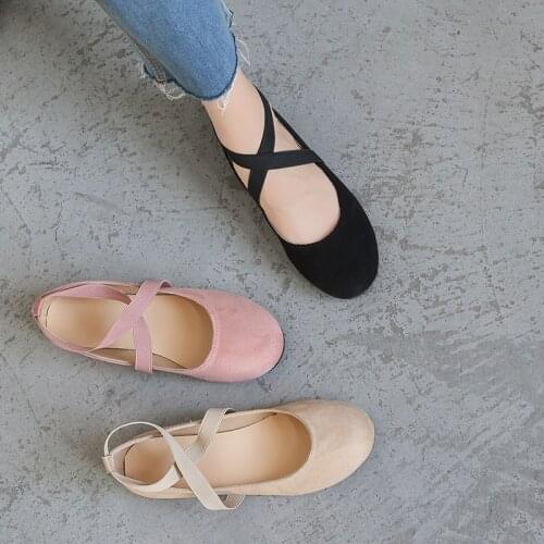 2021 new spring Korean version of simple atmosphere fashion ballet students cross strap soft sole shoes