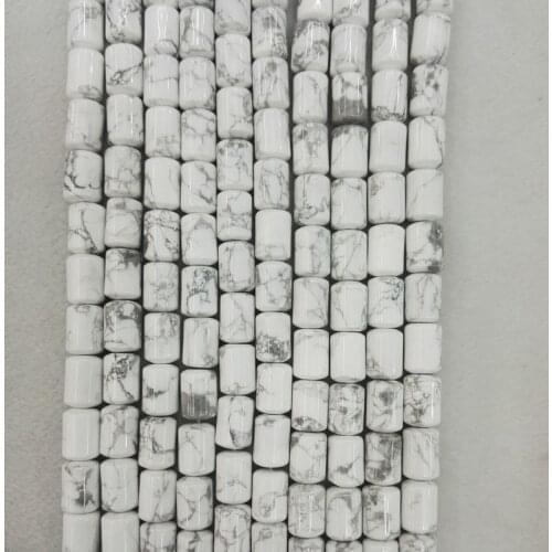 Wholesale Natural howlite cylinder Beads Natural stone tube beads white cylinder beads 14*10mm 50pcs for jewelry accessories
