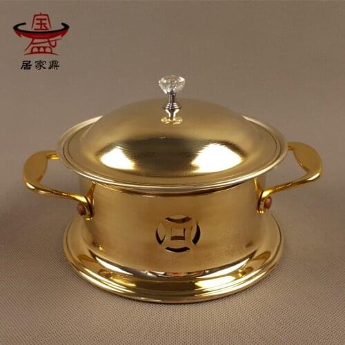 Pure brass thickened copper hot pot handmade small self service small chafing dish chaffy dish soup stew pan