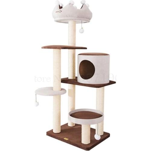 Crown cat climbing frame large sisal pillar cat grinding claw cat nest cat tree cat frame one SF