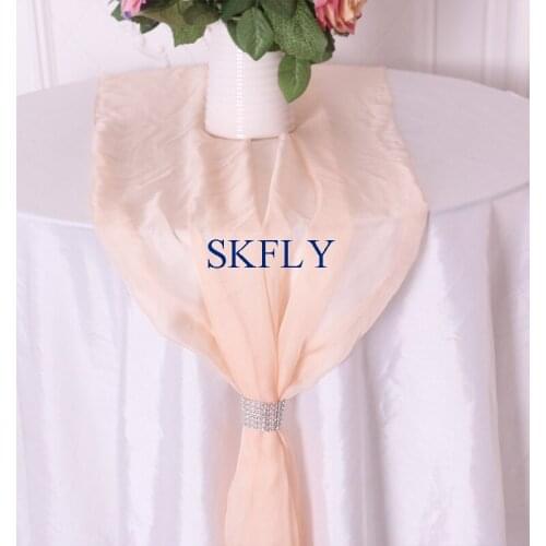 RU015C cheap free shipping many colors custom made new party wedding soft blush pink sheer chiffon table runner