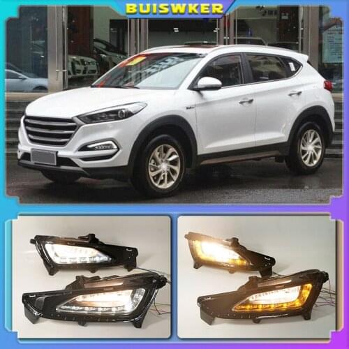 LED Daytime Running Lights For Hyundai Tucson 2015 2016 2017 2018 Daylight 12V DRL foglights headlight body kits Car Styling