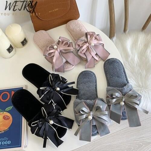 Women Home Slippers Winter Warm Shoes Woman Slip on Flats Slides Female Faux Fur Slippers Women Shoes 36-41 wholesale