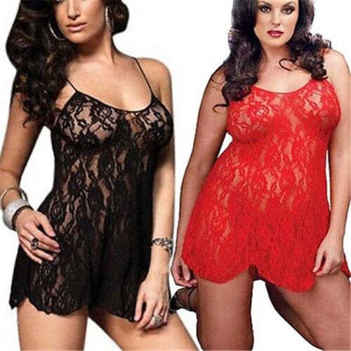 Women Sexy Lingerie Hot Lace Dress Underwear Babydoll Sleepwear Summer Lady G-string Erotic Plus Size