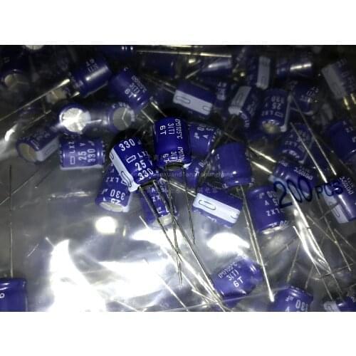 100pcs NEW NIPPON LXZ 25V330UF 10x12.5MM electrolytic capacitor NCC 330UF 25V lxz CHEMI-CON 330uF/25v Ultra Low Impedance