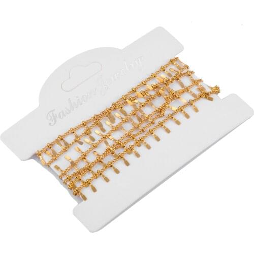 2 Meters Stainless Steel Tube Beaded Cable Link Clip Beads Chain for DIY Anklet Necklaces Bracelet Jewelry Making Supplies