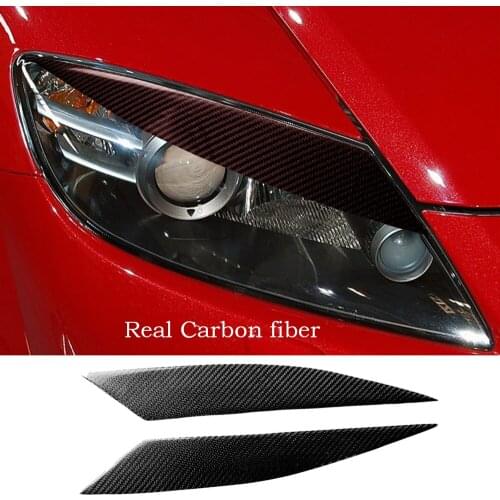 2*Real Carbon Fiber Headlight eyebrow Eyelid Cover For Mazda RX-8 RX8 2004-2008