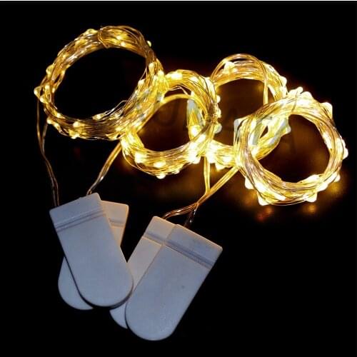 2Pc Fairy LED String Light Battery Powered Silver Copper Wire 2M 20LED Christmas Light with Button Battery Holiday Wedding Party