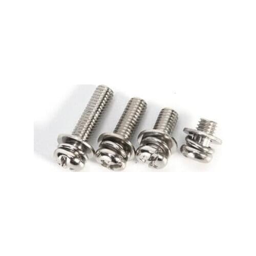 20pcs M5 stainless steel Phil-Slot screw Round head nickel plated three combination screws furniture bolts 20mm-30mm length