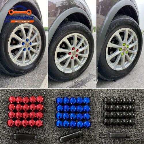 17mm 20Pcs Car Wheel Nut Caps Protector Cover Anti-Rust Auto Hub Screw Cover Car Tyre Nut Bolt Styling Car Exterior Accessories