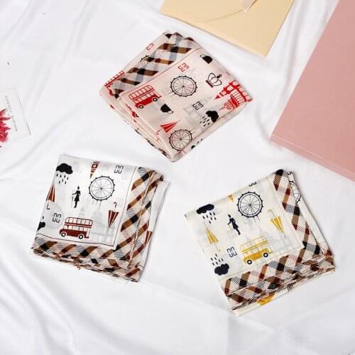 2020 70x70 Ring INS Multipurpose women Silk twill scarf Satin square tie Hairband ladies foulard femme towel bufanda shawl