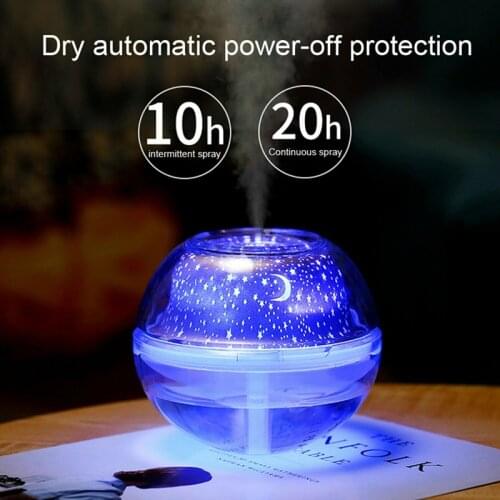 500ML USB Mini Portable Air Humidifier Essential Oil Diffuser With LED Projector Light Crystal Night Lamp For Home Bedroom