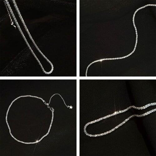 925 silver plated Anklet Full Rhinestone Shiny Ankle Chains For Women Girls Foot Jewelry Fashion Jewelry