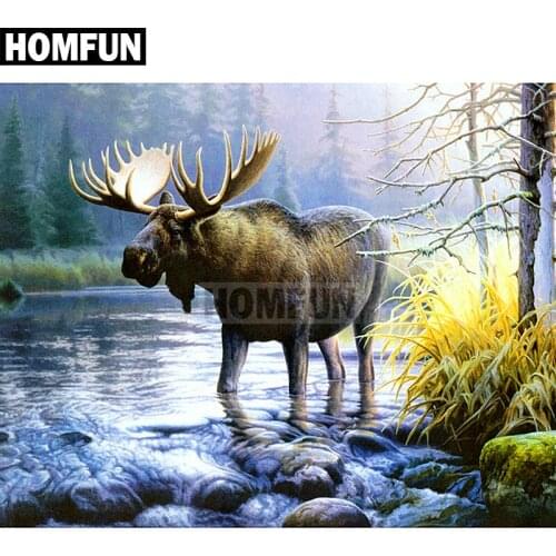 HOMFUN Full Square/Round Drill 5D DIY Diamond Painting "Forest deer" Embroidery Cross Stitch 5D Home Decor Gift A02591