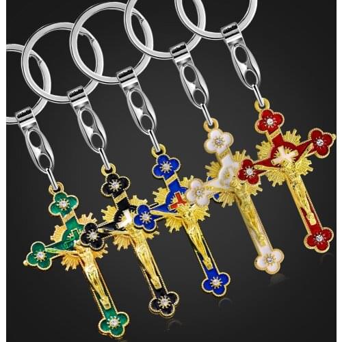 Jesus Cross Keychains Christian Religion Key Gift Jewelry Accessories Gift 2021 Charm Car Keyring Chains Fashion