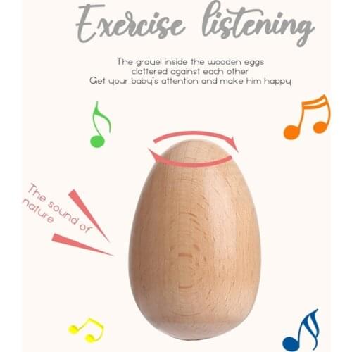 Baby Wood Egg Sand Ball Natural Simulation Eggs Manual Graffiti Painted Exercise DIY Children Early Educational Montessori Toys