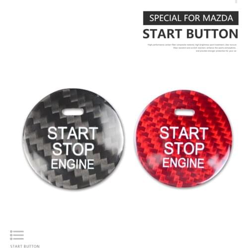 For Mazda Axela Atenza CX-8 CX-3 CX-4 CX-5 Carbon Fiber Car Engine Start Stop Switch Button Trim Cover Stickers Decals Styling