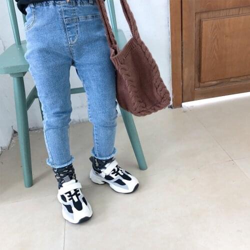 2020 Autumn New Arrival Korean style cotton pure color all-match elastic bottoming jeans long pant for fashion baby girls