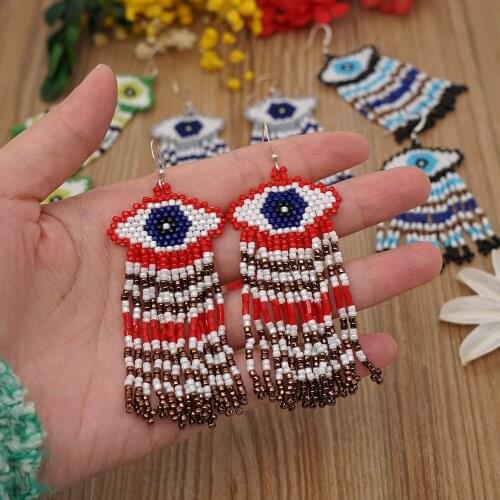 Go2boho Miyuki Beaded Earrings Feather Earring Jewellery Lucky Evil Eye Ear Rings Handmade Pendientes Gift 2021 Trendy Jewelry