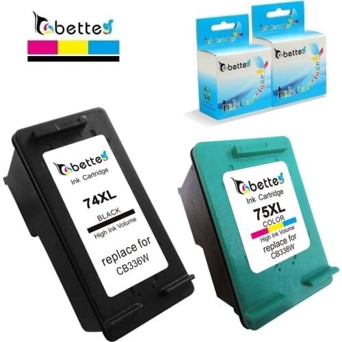 2PK,Ink Cartridge for HP 74XL 75XL 74 75 Photosmart C4200 C4280 C4300 C4345 C4380 C4385 C4480 C4580 C5200 Officejet J5780 J6480