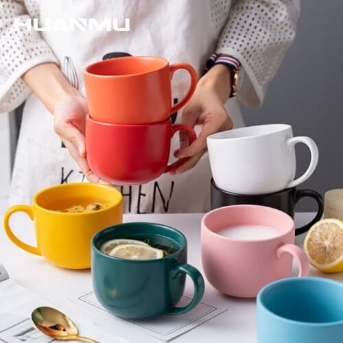 Ceramic Nordic Breakfast Cup Creative Oatmeal Milk Cup Large Capacity Microwavable Big Belly Coffee Mug Drinkware Household Gift